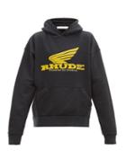 Matchesfashion.com Rhude - Rhonda Print Cotton Hooded Sweatshirt - Mens - Black