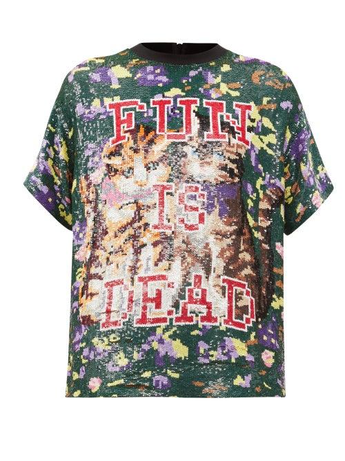 Matchesfashion.com Ashish - Fun Is Dead Sequinned T-shirt - Womens - Multi
