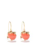 Colville - Clutch Gold-plated Drop Earrings - Womens - Orange Multi