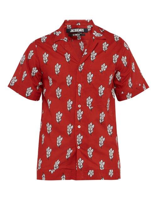 Matchesfashion.com Jacquemus - Wheat Print Short Sleeved Cotton Shirt - Mens - Red White