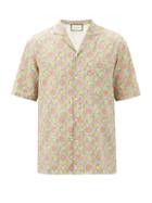 Matchesfashion.com Gucci - Gg-print Linen-blend Shirt - Mens - Grey Multi