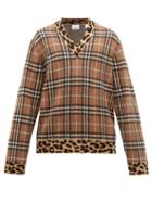 Matchesfashion.com Burberry - George Leopard Print Check Cashmere Blend Sweater - Mens - Beige