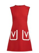 Matchesfashion.com Valentino - V Pocket Wool Crepe Mini Dress - Womens - Red White