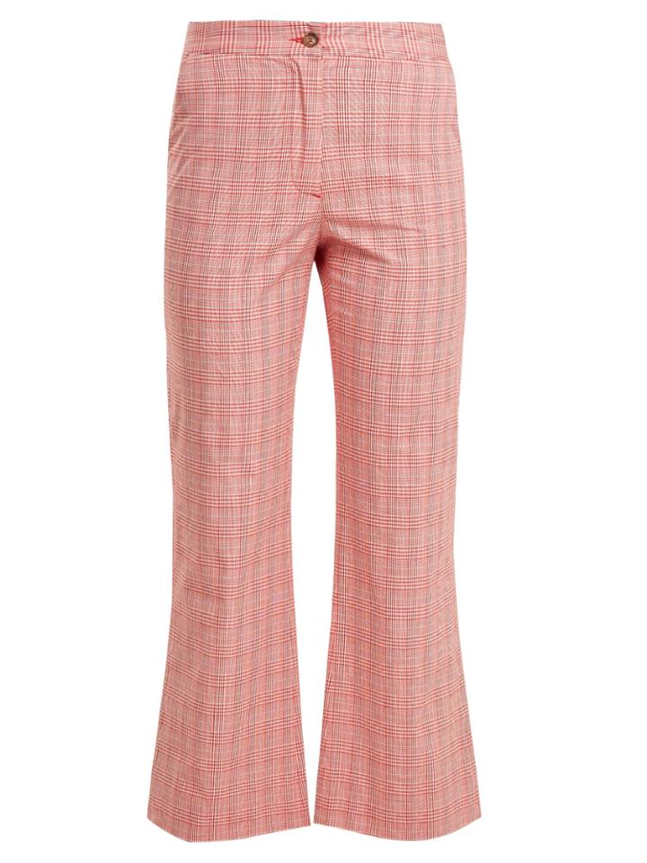 Stella Jean Checked Cotton-blend Flared Trousers