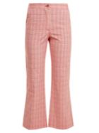 Stella Jean Checked Cotton-blend Flared Trousers