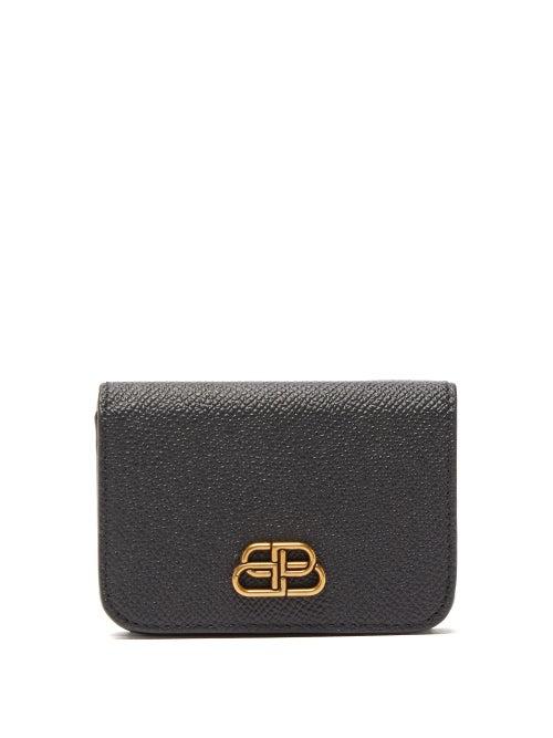 Matchesfashion.com Balenciaga - Bb Logo Grained Leather Folded Cardholder - Womens - Black