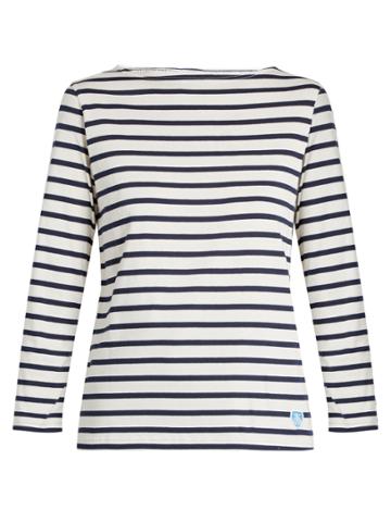 Orcival Breton-striped Cotton And Silk-blend Top