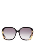 Chlo - West Oversized Acetate Sunglasses - Womens - Black Multi