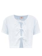 Matchesfashion.com Terry - Tie-front Cotton-terry Blouse - Womens - Light Blue