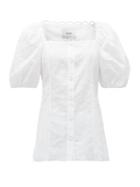 Matchesfashion.com Erdem - Inez Puff-sleeve Cotton Broderie-anglaise Blouse - Womens - White