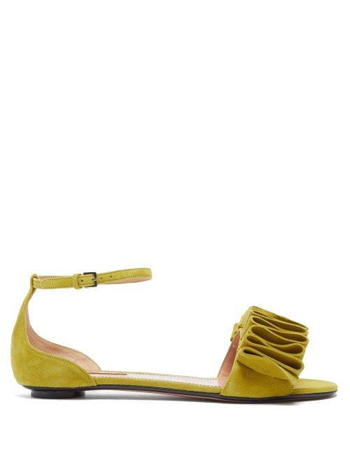 Matchesfashion.com Samuele Failli - Alexandra Ruffled Suede Sandals - Womens - Yellow