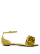 Matchesfashion.com Samuele Failli - Alexandra Ruffled Suede Sandals - Womens - Yellow