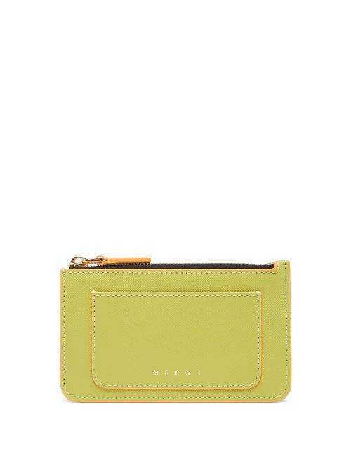 Marni - Zipped Leather Cardholder - Womens - Green