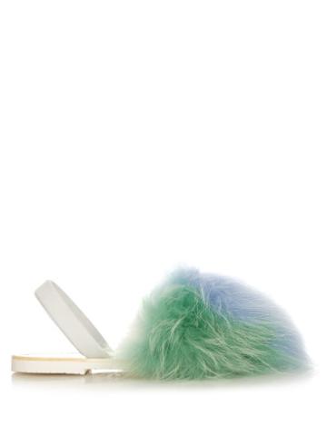 Del Rio London Tri-colour Raccoon-fur Sandals