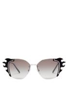 Matchesfashion.com Prada Eyewear - Flame Acetate Trim Square Sunglasses - Womens - Black