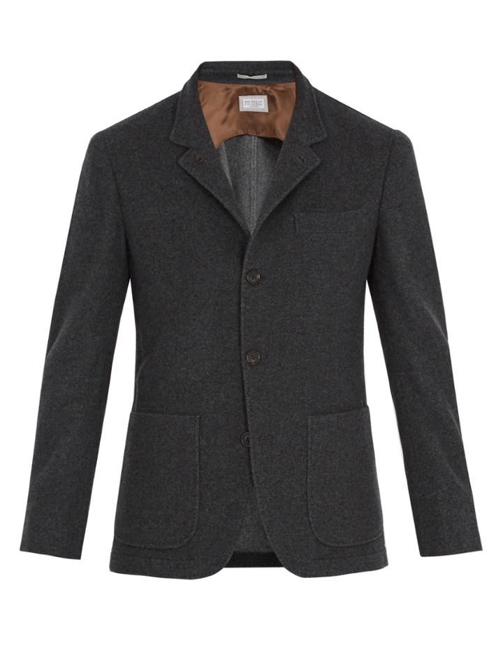 Brunello Cucinelli Patch-pocket Brushed-cashmere Blazer