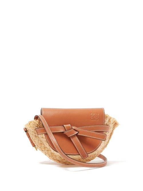Matchesfashion.com Loewe - Gate Mini Leather And Raffia Cross Body Bag - Womens - Tan Multi