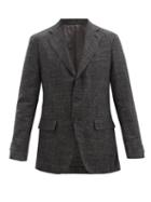 Matchesfashion.com Caruso - Single-breasted Wool-blend Check Blazer - Mens - Dark Grey
