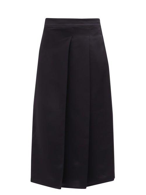 Matchesfashion.com Joseph - Sima Pleated Satin Midi Skirt - Womens - Navy