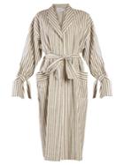 Loewe Tie-waist Striped-cotton Coat