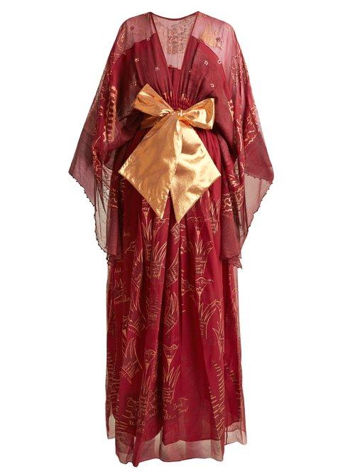Matchesfashion.com Zandra Rhodes - Summer Collection The 1973 Field Of Lilies Gown - Womens - Burgundy