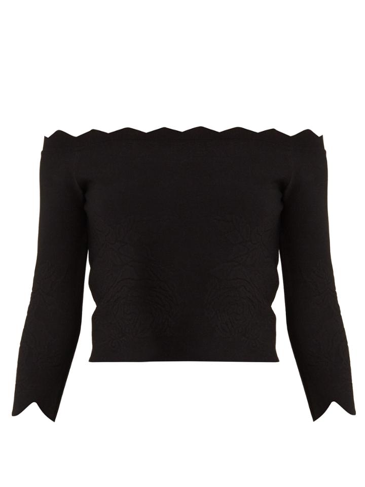 Alexander Mcqueen Off-the-shoulder Rose-embossed Top