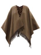 Fendi - Ff Logo Reversible Wool-cashmere Blend Poncho - Womens - Brown Multi