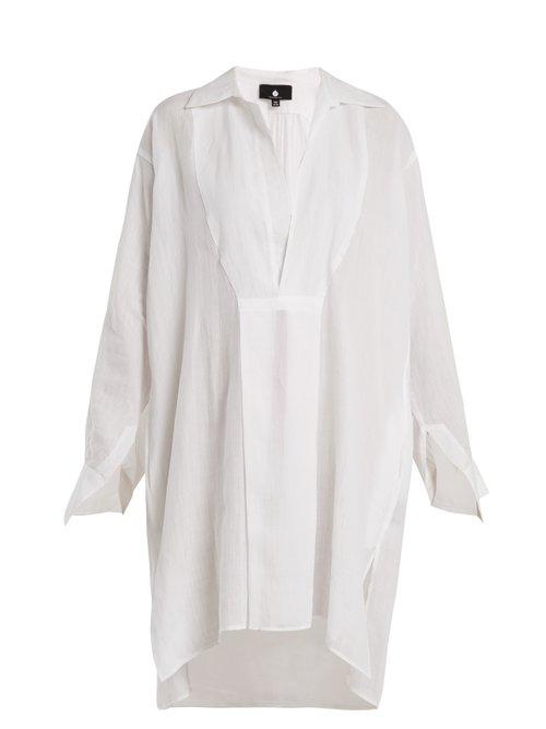 Matchesfashion.com Su - Tara Point Collar Semi Sheer Kaftan - Womens - White
