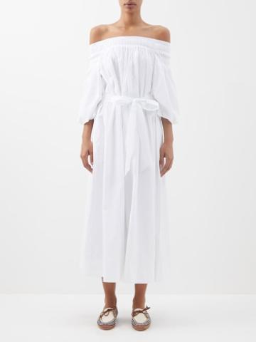Gabriela Hearst - Galatea Off-the-shoulder Cotton-voile Dress - Womens - White