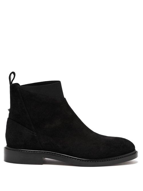 Matchesfashion.com Valentino - Rockstud Suede Chelsea Boots - Mens - Black