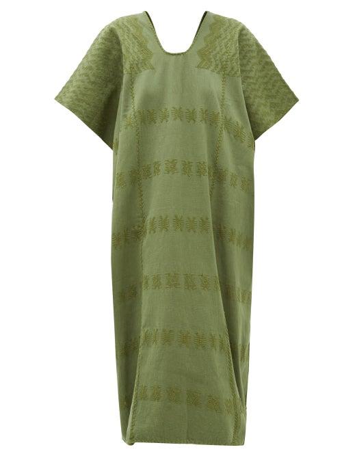 Matchesfashion.com Pippa Holt - No.181 Embroidered Cotton Kaftan - Womens - Khaki