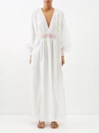 Lee Mathews - Blossom Embroidered Linen-blend Maxi Dress - Womens - White Multi