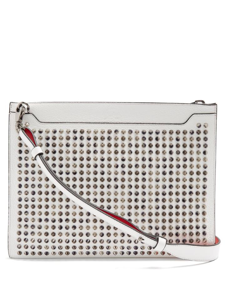 Christian Louboutin Skypouch Spike-embellished Leather Clutch