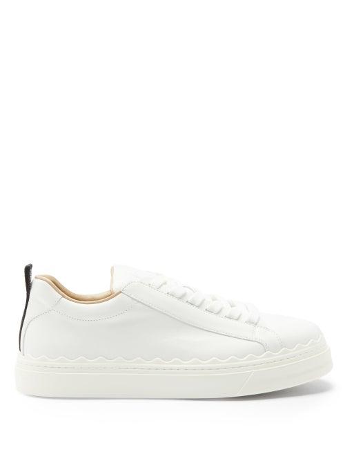 Matchesfashion.com Chlo - Lauren Scallop-edge Leather Trainers - Womens - White