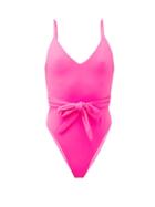 Matchesfashion.com Mara Hoffman - Gamela Tie-front Swimsuit - Womens - Pink