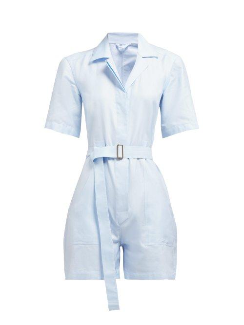 Matchesfashion.com Giuliva Heritage Collection - The Sienna Cotton Piqu Playsuit - Womens - Blue