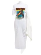 Matchesfashion.com Christopher Kane - Horsepower Asymmetric Sleeve Dress - Womens - White Multi