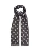 Alexander Mcqueen - Skull-jacquard Wool And Silk-blend Scarf - Mens - Black