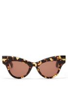 Matchesfashion.com Bottega Veneta - Cat-eye Acetate And Metal Sunglasses - Womens - Tortoiseshell