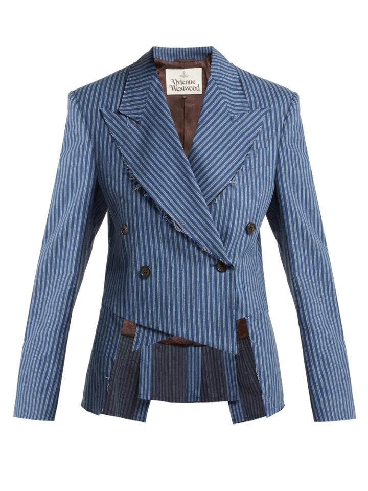 Vivienne Westwood Striped Brushed-cotton Cutaway Blazer