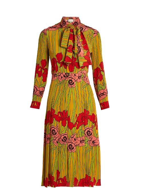 Gucci Iris And Poppy-print Silk Dress