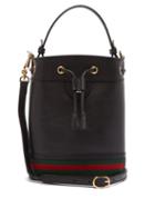 Matchesfashion.com Gucci - Ophidia Web Stripe Leather Bucket Bag - Womens - Black