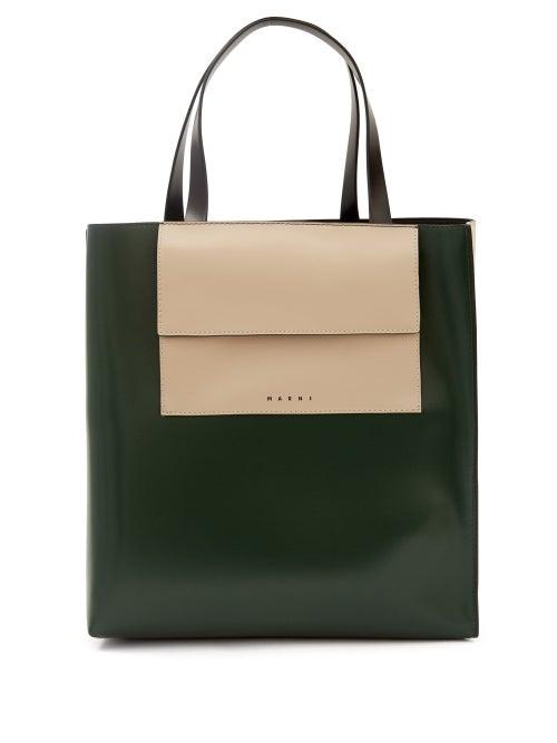 Ladies Bags Marni - Museo Large Leather Tote Bag - Womens - Green White