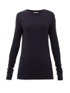 Matchesfashion.com Raey - Long-sleeved Organic-wool T-shirt - Womens - Navy