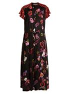 Matchesfashion.com Preen Line - Nova Pansy Print And Striped Crepe Dress - Womens - Black Multi