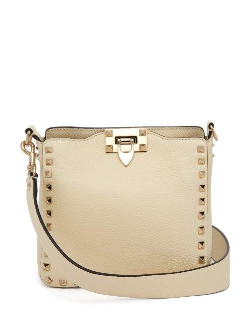 Matchesfashion.com Valentino - Rockstud Grained Leather Cross Body Bag - Womens - Ivory