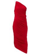 Matchesfashion.com Norma Kamali - Diana One-shoulder Ruched Midi Dress - Womens - Red