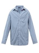 Balenciaga - Oversized Striped Cotton-poplin Shirt - Mens - Blue