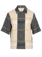 Matchesfashion.com Acne Studios - Contrast Panel Checked Cotton Blend Shirt - Mens - Navy