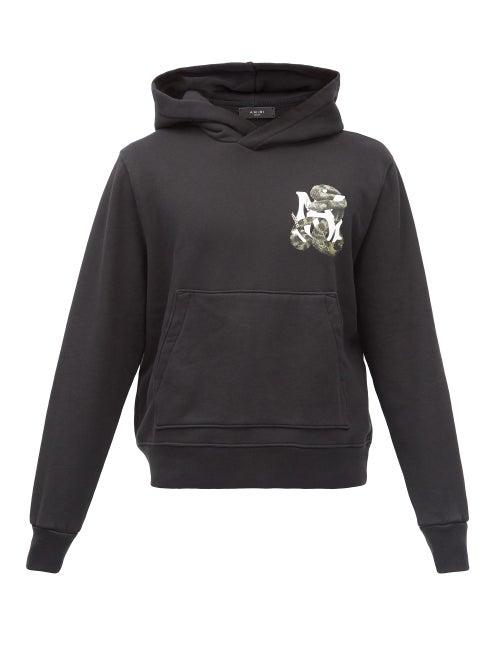 Matchesfashion.com Amiri - Snake-logo Print Cotton-jersey Hooded Sweatshirt - Mens - Black